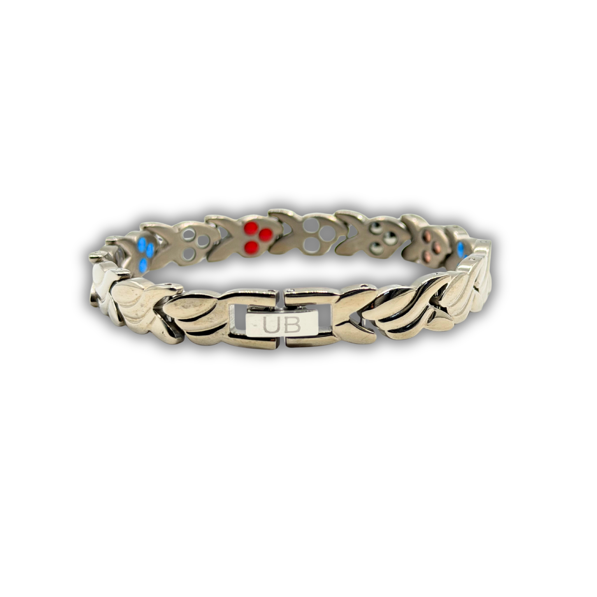 Ladies 6-in-1 Titanium Bracelet — Silver Oval Leaf
