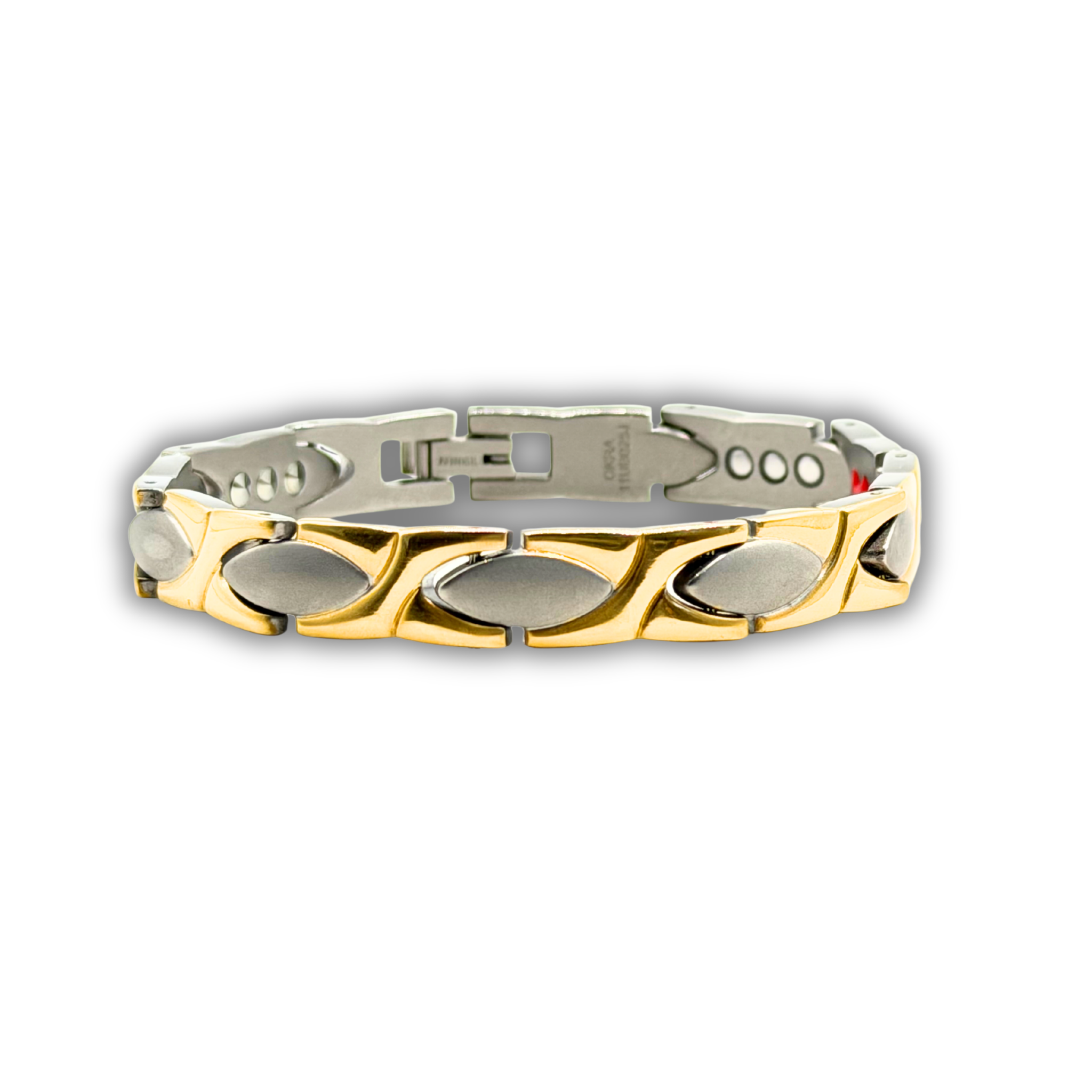 Ladies 6-in-1 Titanium Bracelet — Gold & Silver Leaf Diagonal