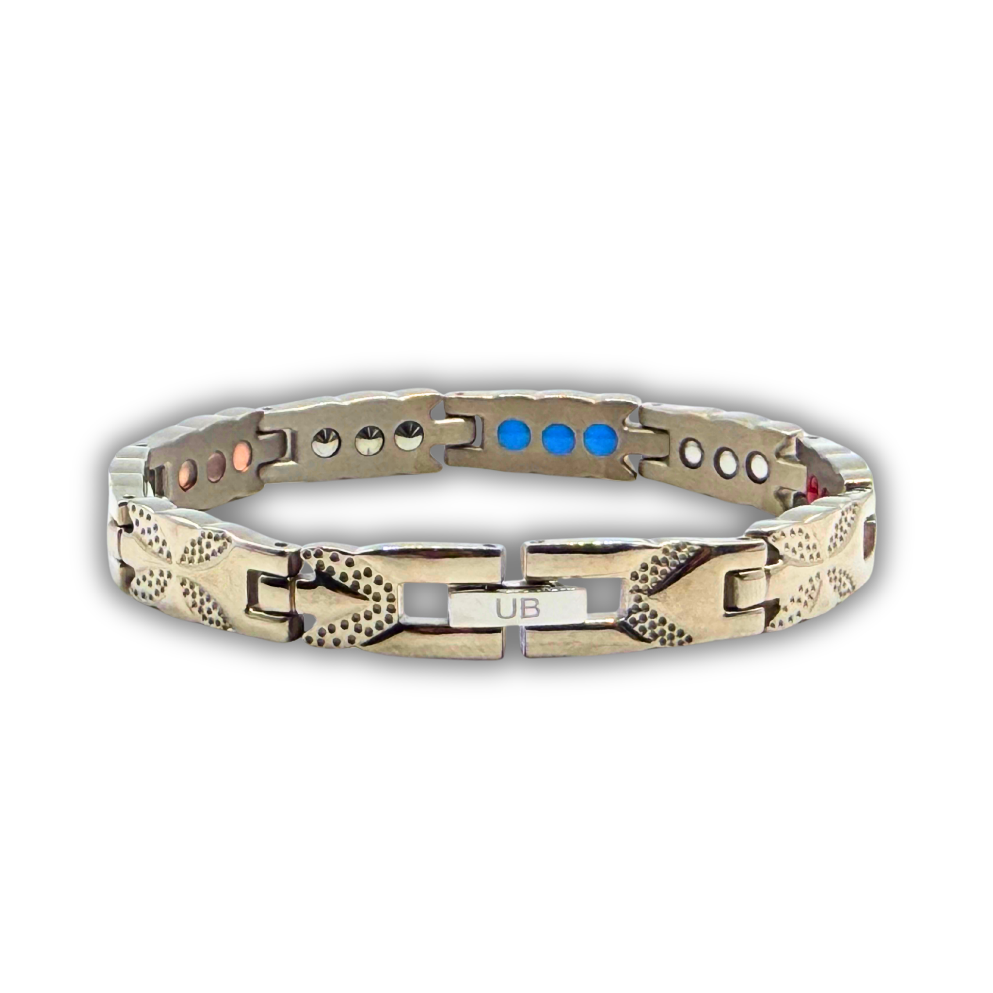Ladies 6-in-1 Titanium Bracelet — Silver Leaf Diagonal