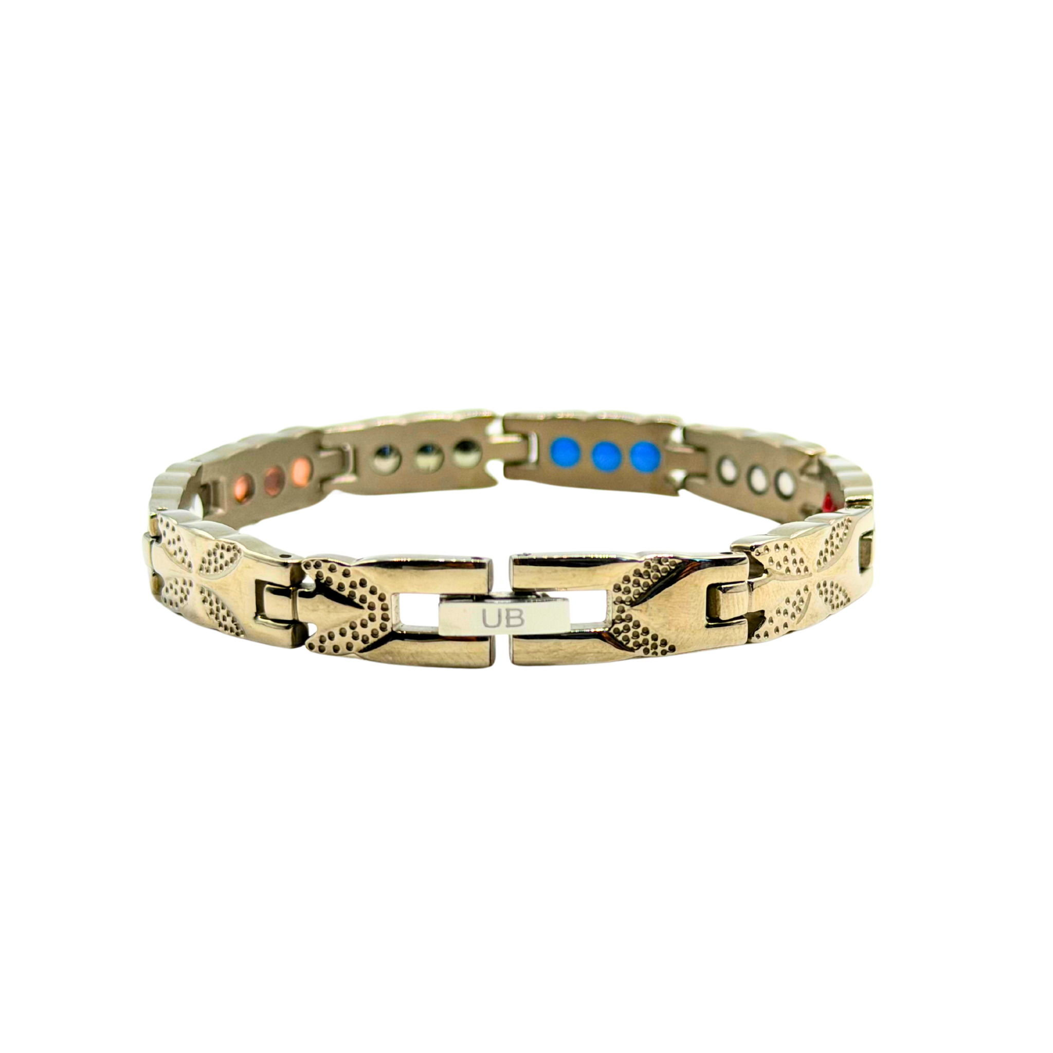 Ladies 6-in-1 Titanium Bracelet — Silver Leaf Diagonal