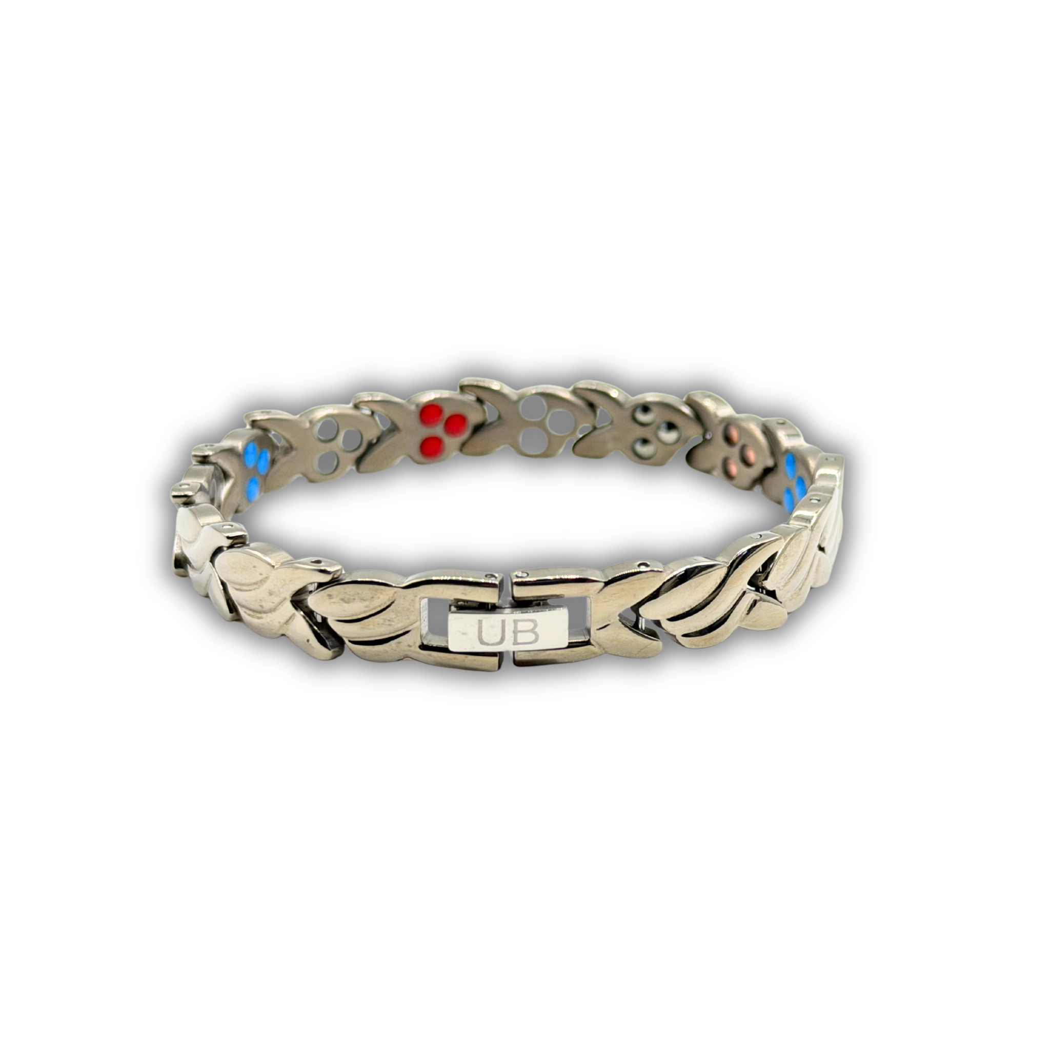 Ladies 6-in-1 Titanium Bracelet — Silver Oval Leaf