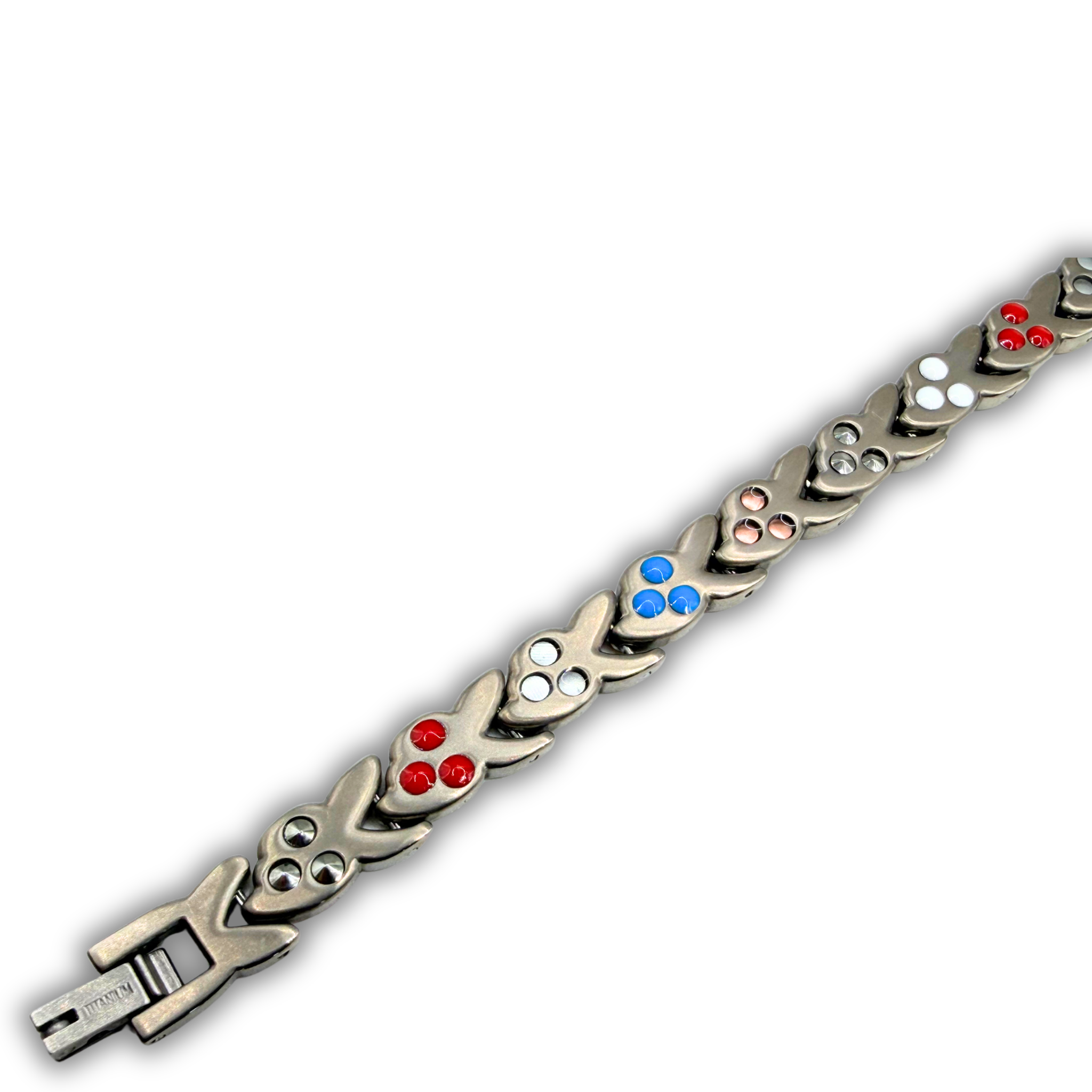 Ladies 6-in-1 Titanium Bracelet — Silver Oval Leaf