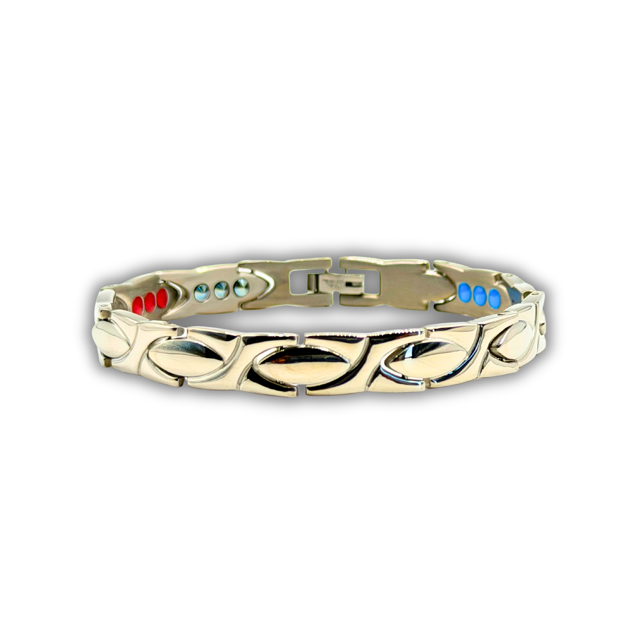 Ladies 6-in-1 Titanium Bracelet — Silver Leaf Diagonal