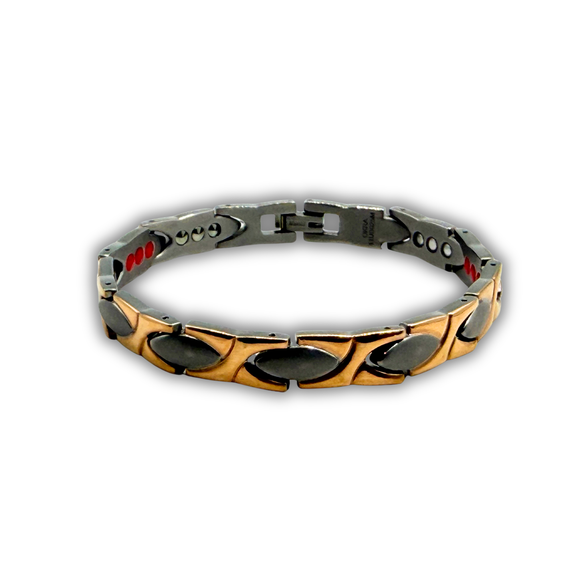 Ladies 6-in-1 Titanium Bracelet — Rose Gold Leaf Diagonal