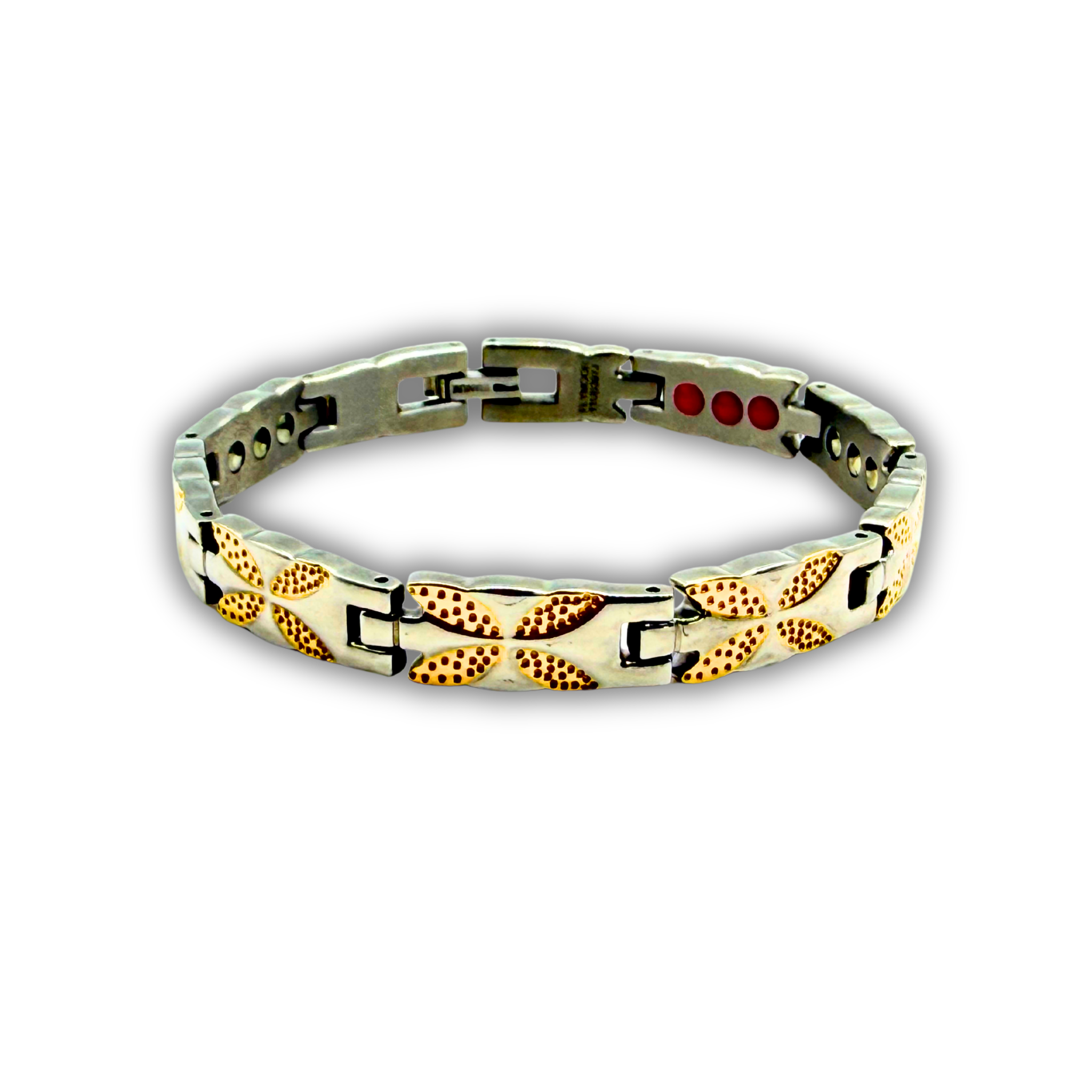 Ladies 6-in-1 Titanium Bracelet — Silver & Gold Floral