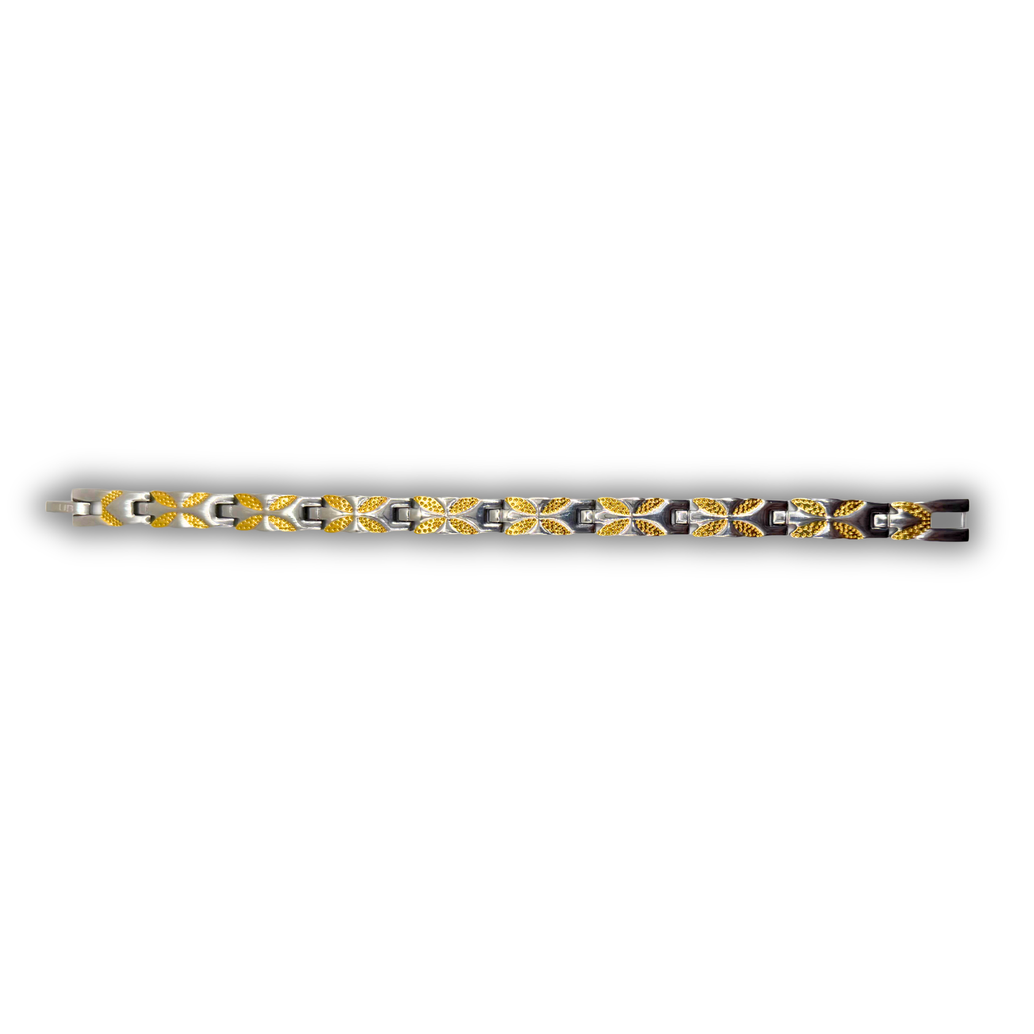 Ladies 6-in-1 Titanium Bracelet — Silver & Gold Floral